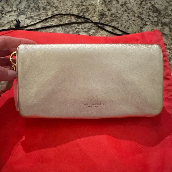 Tory Burch White Gold Clutch - Picture 3 of 6